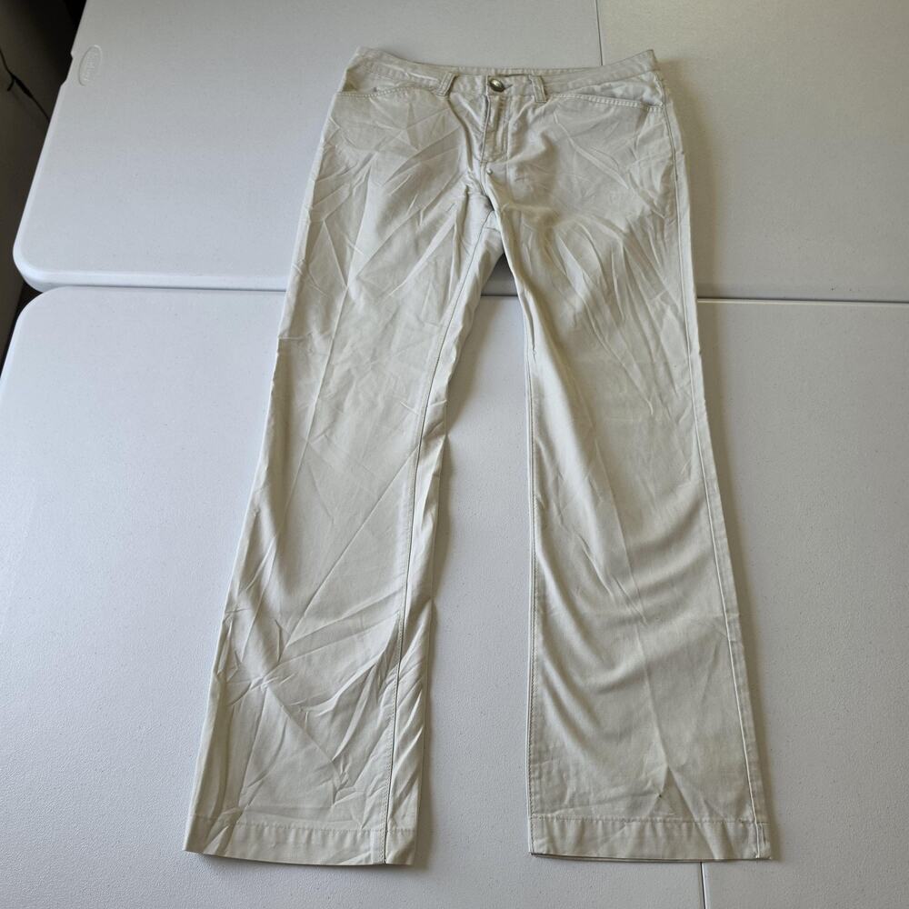 Burberry London Pants Womens Large Beige Cotton Twill Straight Leg Chino Casual